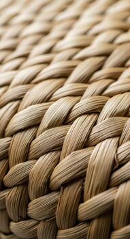 Close up of a woven natural fiber texture with intricate pattern photo