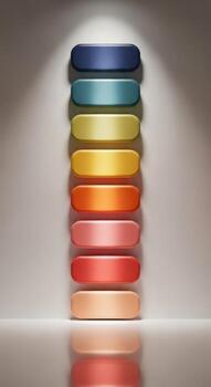 Stack of colorful rounded rectangles isolated on white background photo