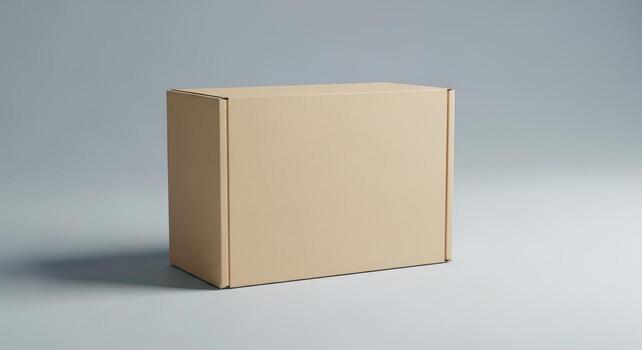 A plain brown cardboard box isolated on a grey background photo