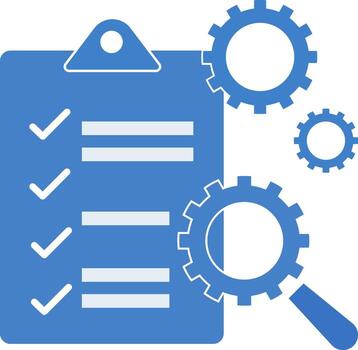 checklist icon with gears and checkmarks vector