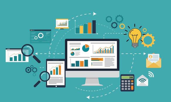 datos integración y analítica concepto vector