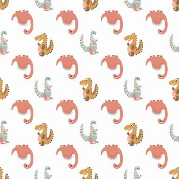 Seamless Pattern with Cartoon Dinosaurs. Endless patterns for your design vector