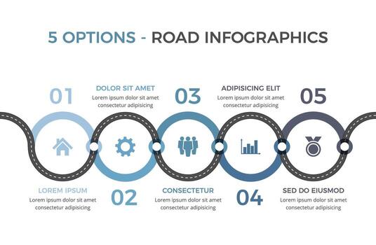 Infographic template with road with place for your icons and text vector