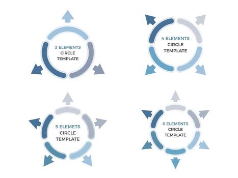 círculos con flechas dividido en segmentos, infografía plantillas para circulo diagramas vector