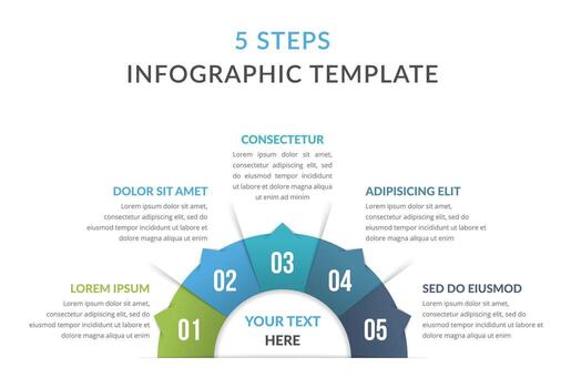 Infographic template with five steps or options, process chart vector