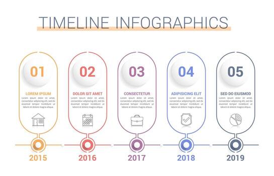 Timeline infographics template with vertical frames vector