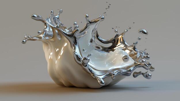 A white liquid splash is shown in the middle of the image photo