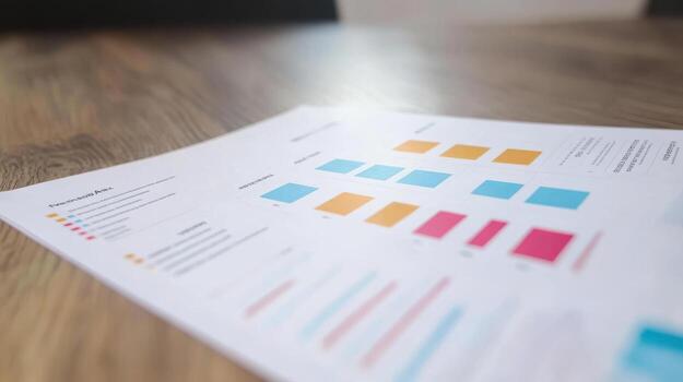 A business plan is displayed on a table photo