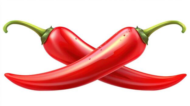 Fresco rojo chile pimientos cruzado en vibrante mostrar, exhibiendo su lustroso piel y curvo formas, Perfecto para agregando especia a platos foto