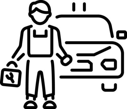 A linear style icon representing car mechanic vector