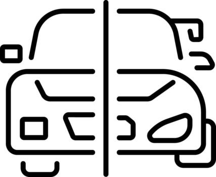 A linear style icon representing modified car vector