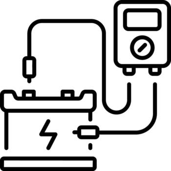 A linear style icon representing battery tester vector