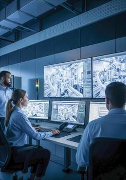 Team Monitoring Operations In Control Room photo