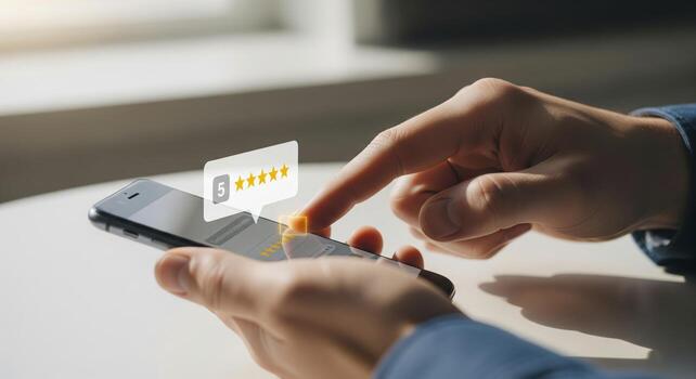 Person Rating Service On Smartphone Screen photo