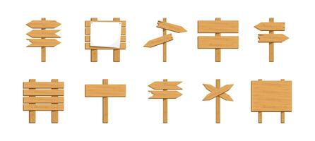 Wooden signs in various styles and shapes vector