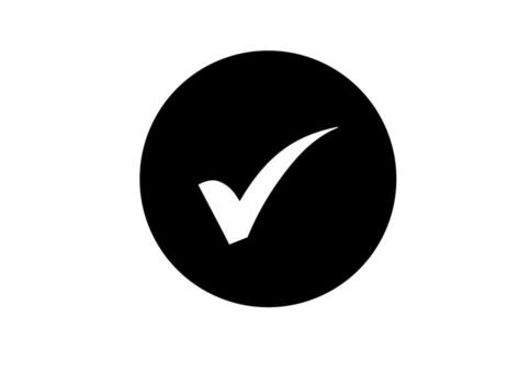 Check mark icon in black circle on white background vector