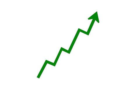 A green arrow pointing upward on a white background vector
