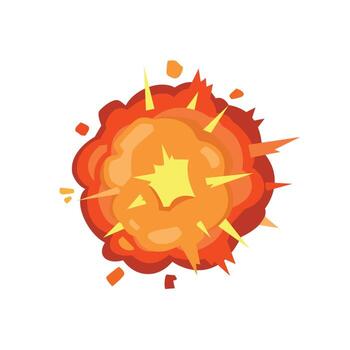 explosion illustration in flat style, exploding effect on white background vector
