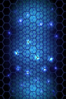 Blue hexagonal pattern with lights vector