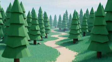 en väg genom en skog med träd och gräs video