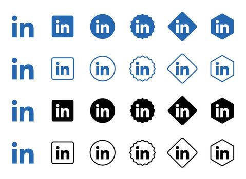 LinkedIn Logo Variations Style and Color Options vector