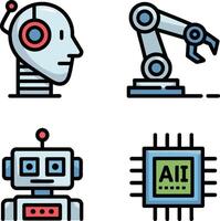 AI Robotics and Technology Icons Vibrant Illustrations for Tech Projects vector