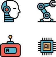 AI Technology Icons Robot Arm Chip Automation vector