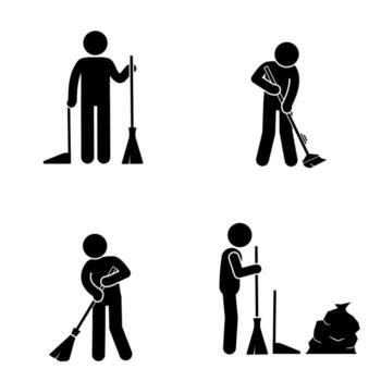 design of simple broom for sweeping floor vector
