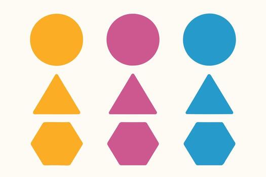 Colorful Geometric Shapes Circle Triangle Hexagon Minimal Design vector