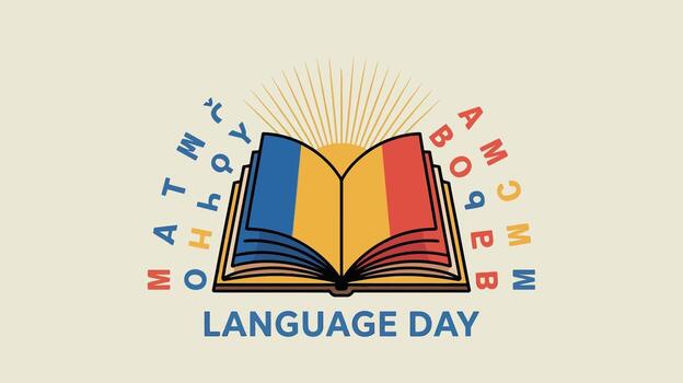 the language day logo is made up of an open book vector