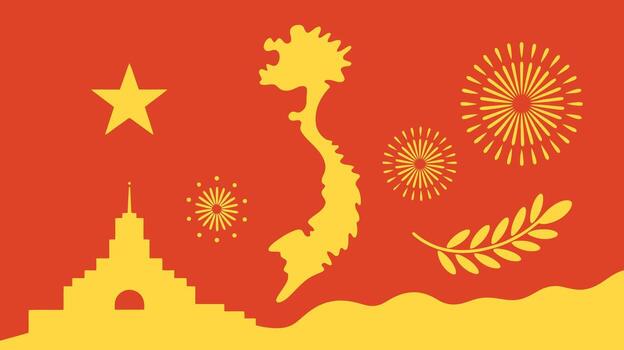 the flag of vietnam is shown with a star and a tree vector