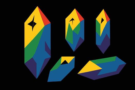 Prismatic Crystals Colorful Geometric Gemstone Abstract Design vector