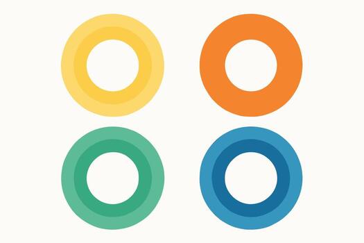 four different colored circles on a white background vector