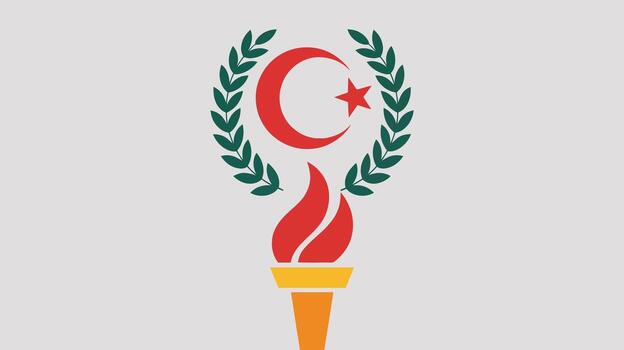 the flag of turkey with the c and the torch vector