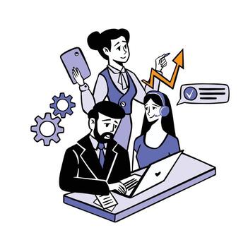 trabajo en un equipo en un sociedad color vector