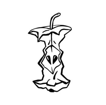 Apple core sketch line monochrome vector