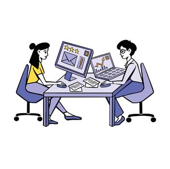 oficinistas trabajando en un calendario en el oficina plano vector