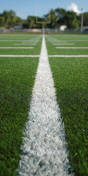 A football field with white lines and grass photo