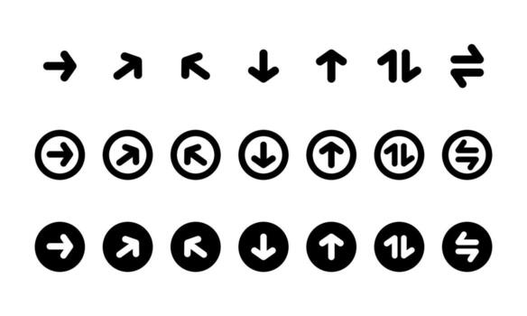 Arrow icons set direction symbols for web and user interface vector