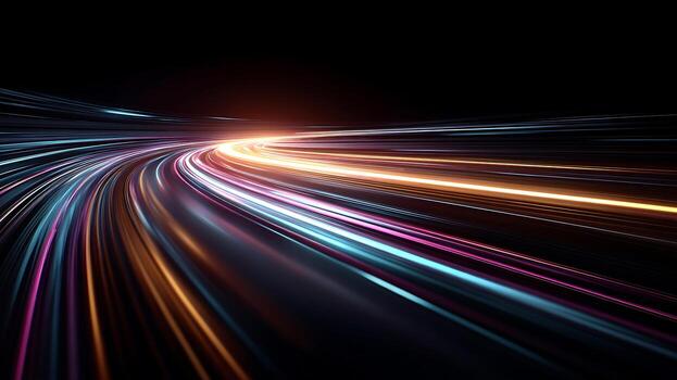 Dynamic Abstract Light Trails in a Futuristic Tunnel, Symbolizing High-Speed Data Flow photo