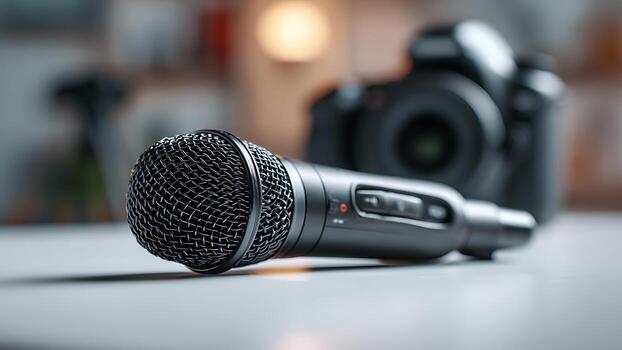 Wireless Microphone and DSLR Camera for Audio-Visual Content Creation photo