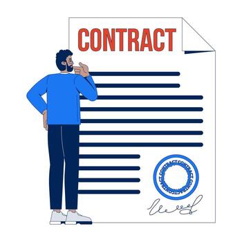 Person analyzing a contract document vector