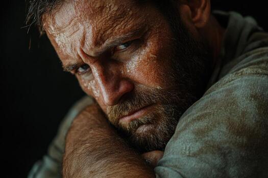 A man with a beard and a beard is looking at the camera photo