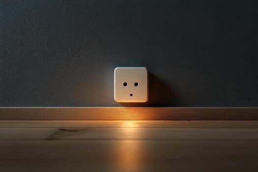 A light socket is sitting on the floor in front of a wall photo
