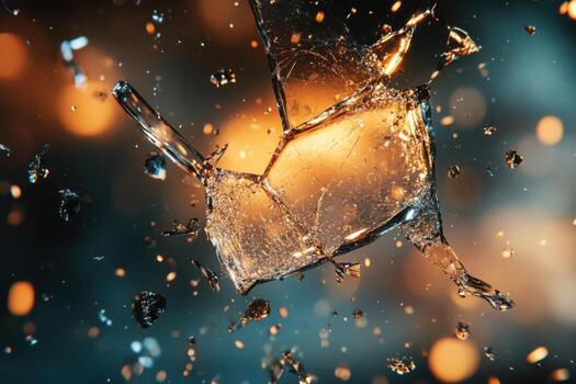A broken glass with water splashing out photo