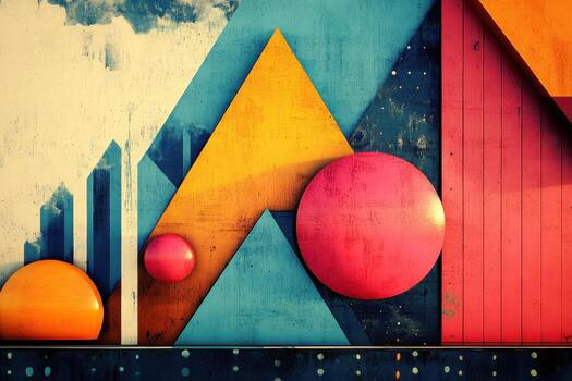 Colorful abstract art with geometric shapes and shapes photo