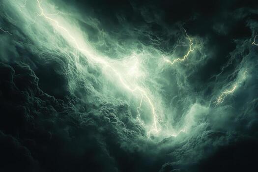 Lightning in the dark clouds photo