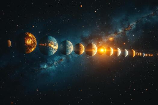The solar system with planets and sun photo