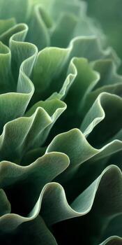 Close-Up Shot of Textured Green Leaves with Soft Curves and Delicate Patterns in Natural Soft Light for Nature Photography photo