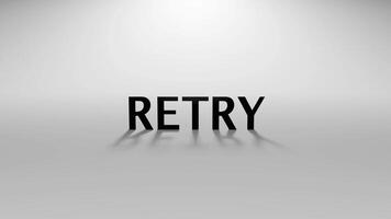 3d återges försök igen nu text animering med skriver effekt och blinkning markören minimal rörelse på av vit bakgrund video